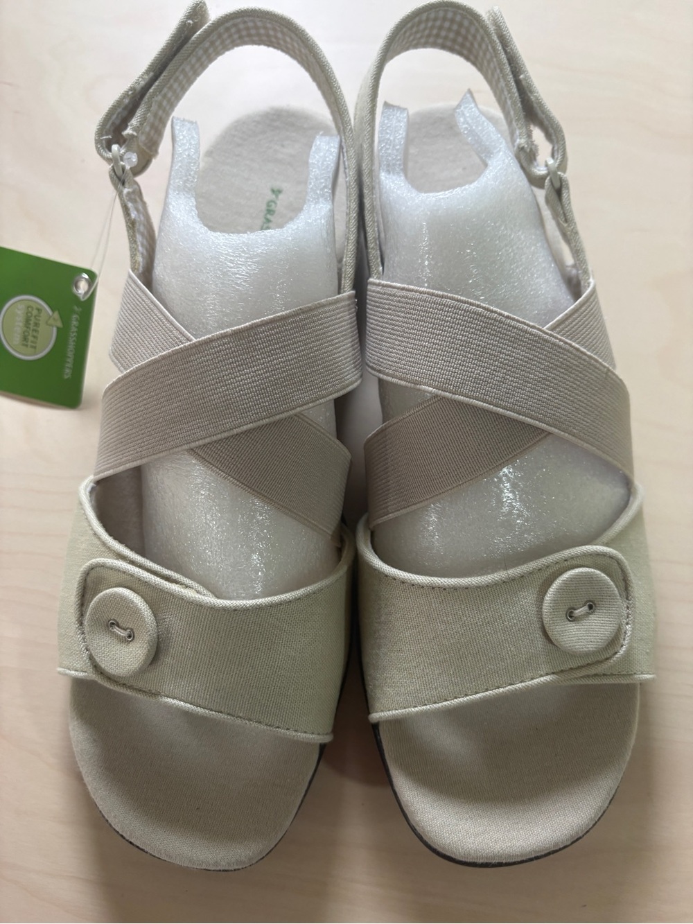 **CLOSET CLOSEOUT** Grasshoppers Seaport III Sling Sandals NIB- Stone-7.5W